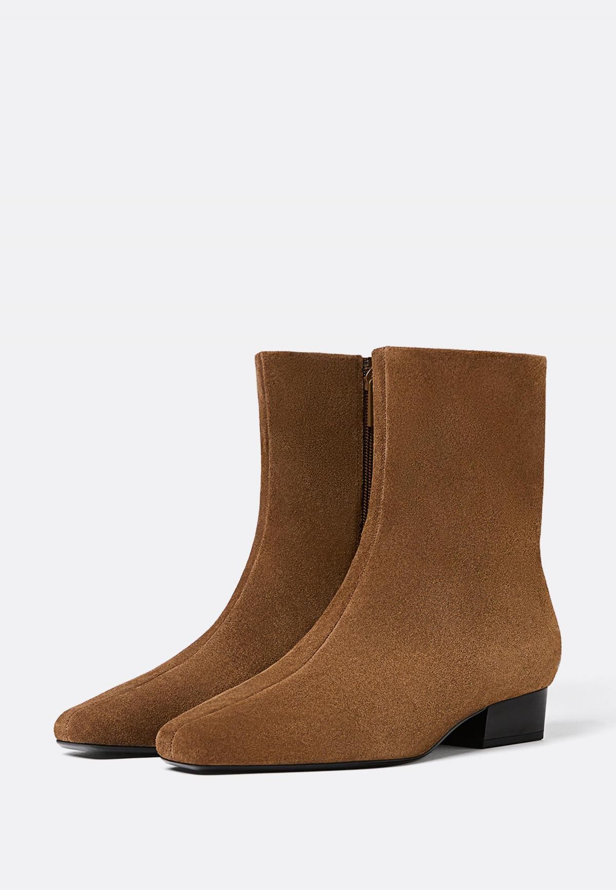 스트라디바리우스 미니멀 스웨이드 앵클 부츠 9950/670 BROWN - 상세 이미지 3