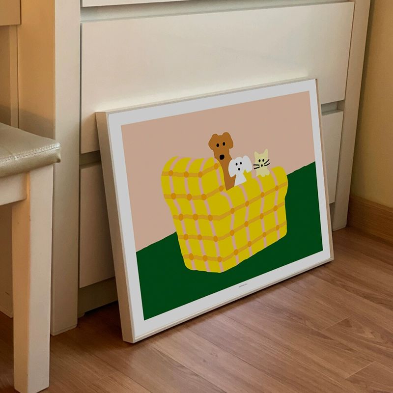 고양이강아지 그림 인테리어 주방 캔버스액자 현관 액자 1 화섬 유화천 무접착 18x13cm - 상세 이미지 2