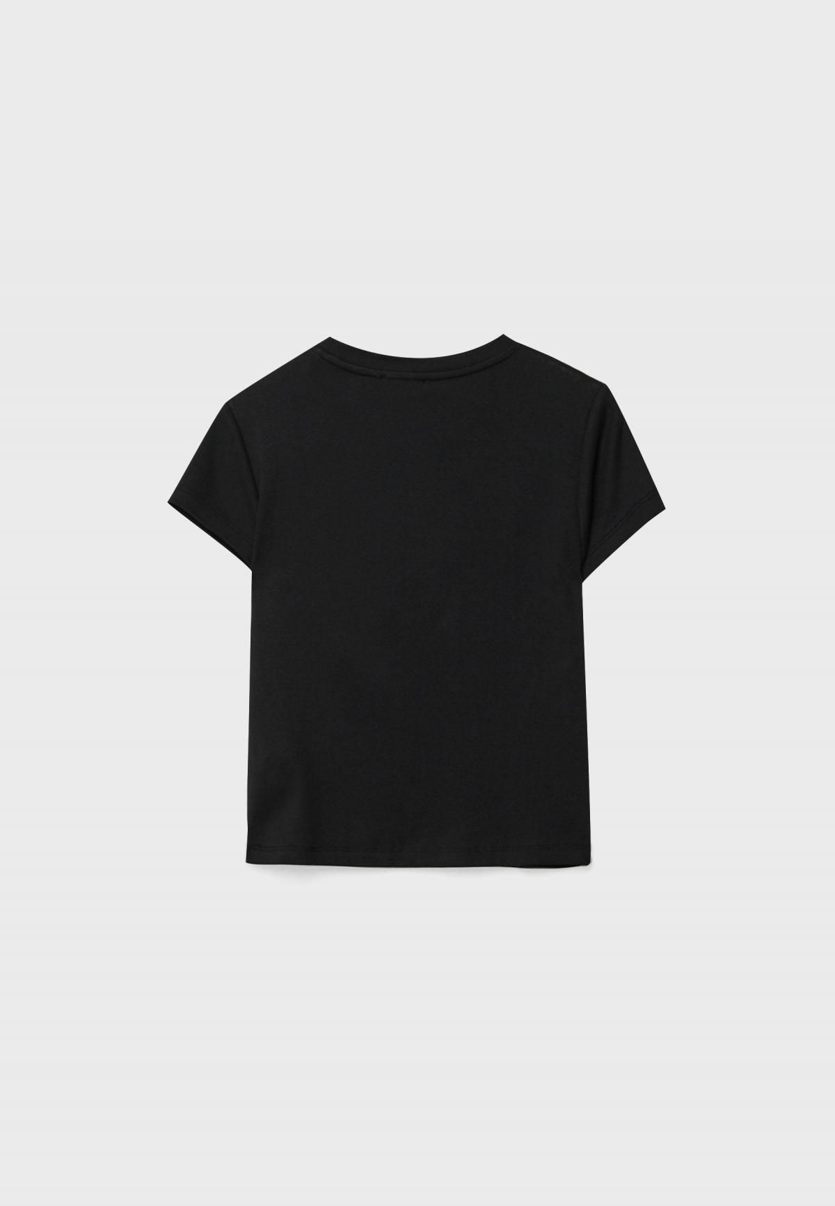 스트라디바리우스 글리터 라운드넥 크롭핏 반팔 티셔츠 6662/962 BLACK - 상세 이미지 2