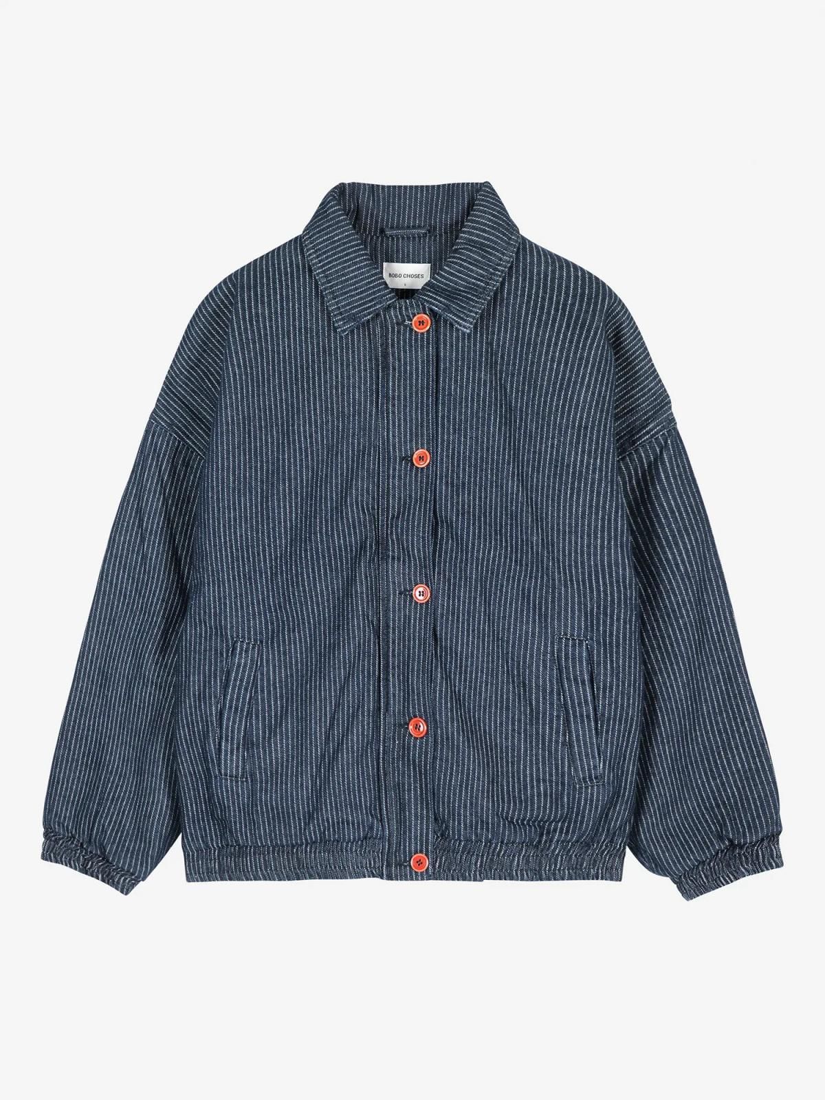 보보쇼즈 오가닉 데님 스트라이프 봄버 재킷 B225AD073 ONE COLOR - 상품 이미지