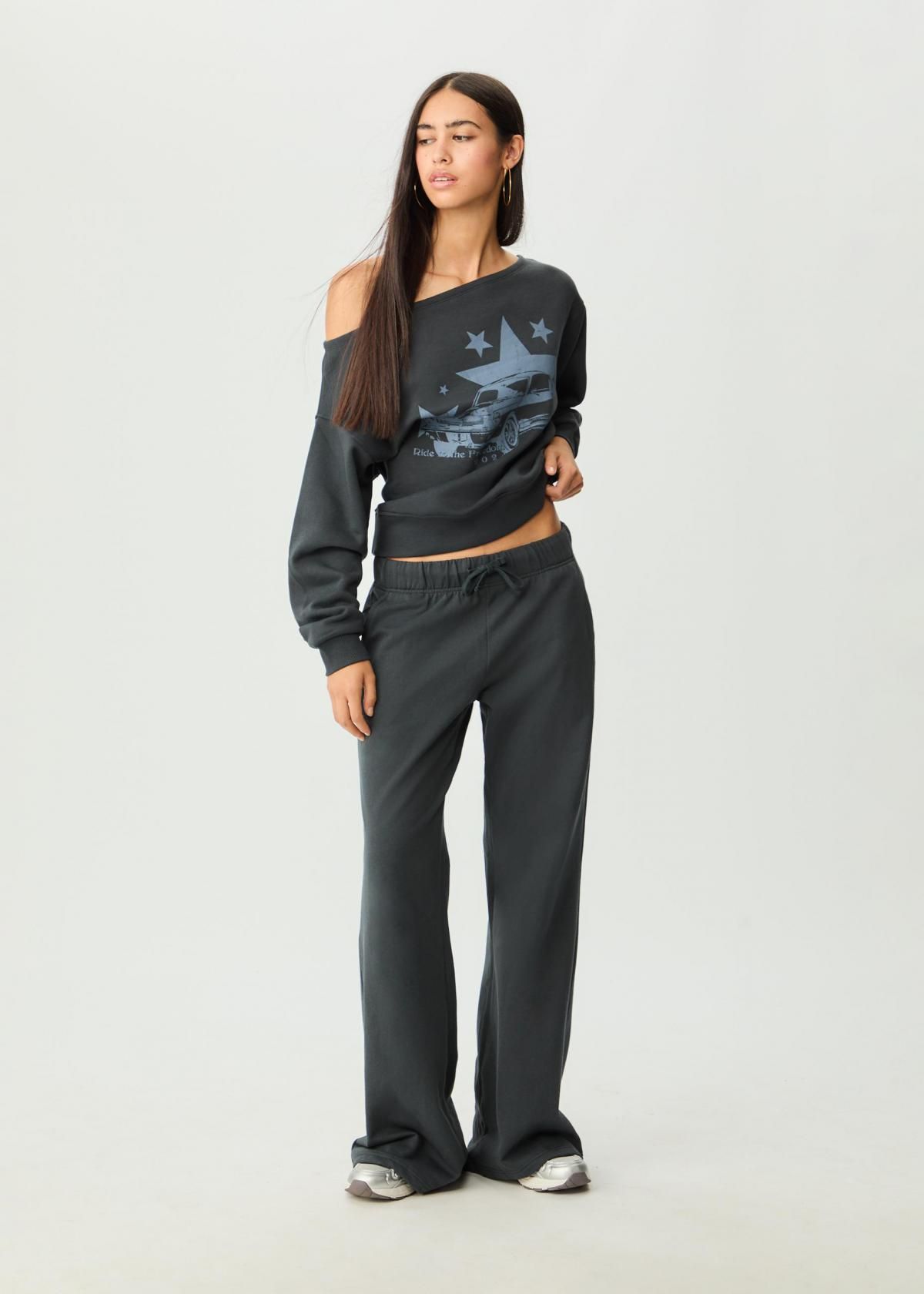 스트라디바리우스 컴포트 와이드핏 플레어 드로스트링 팬츠 8270/421 DARK GREY - 상세 이미지 3