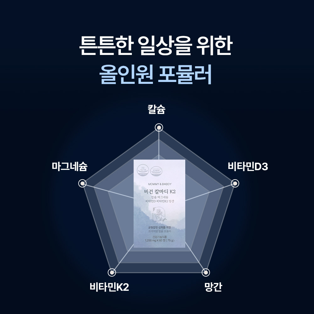 [3+1] 임산부 칼마디 칼슘 마그네슘 비타민D K2 영양제 60정, 4개 상세 이미지 3