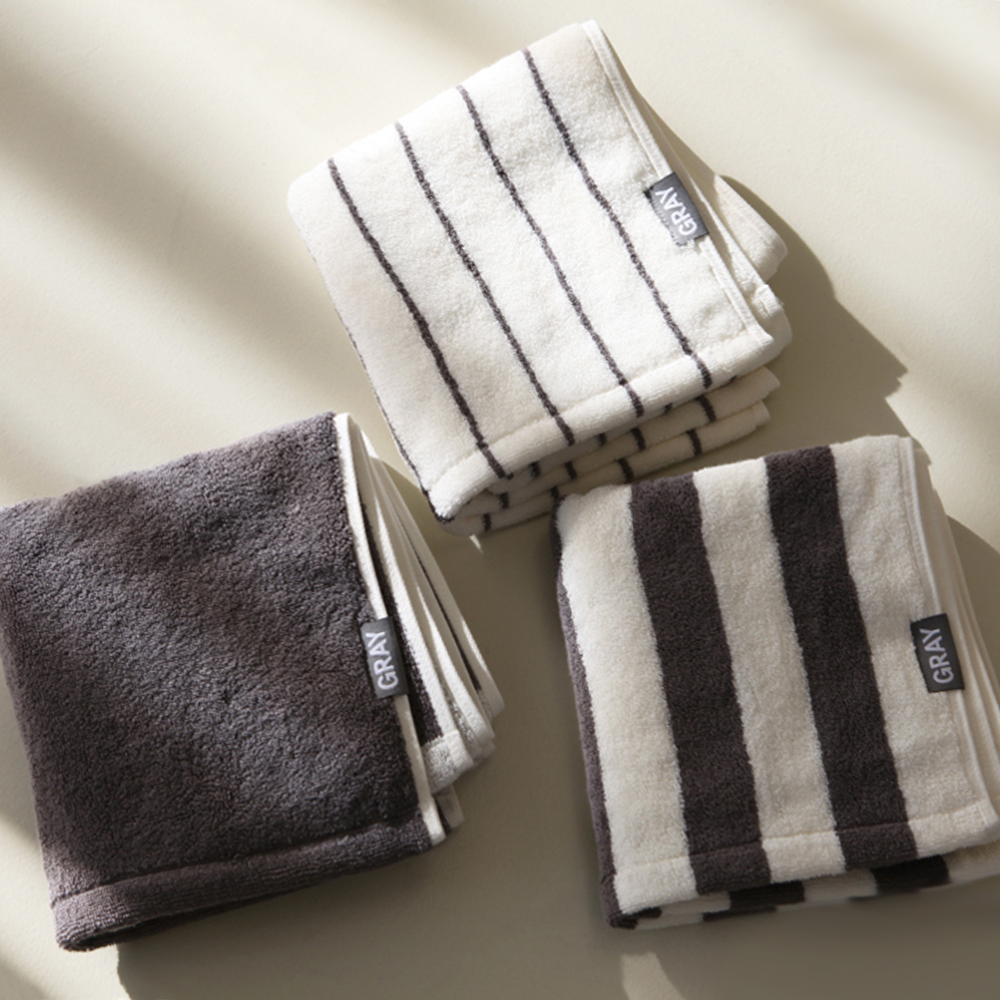 먼지없는 모달수건 스트라이프 타올 고급 코마사 호텔수건 180g 혼합 3매