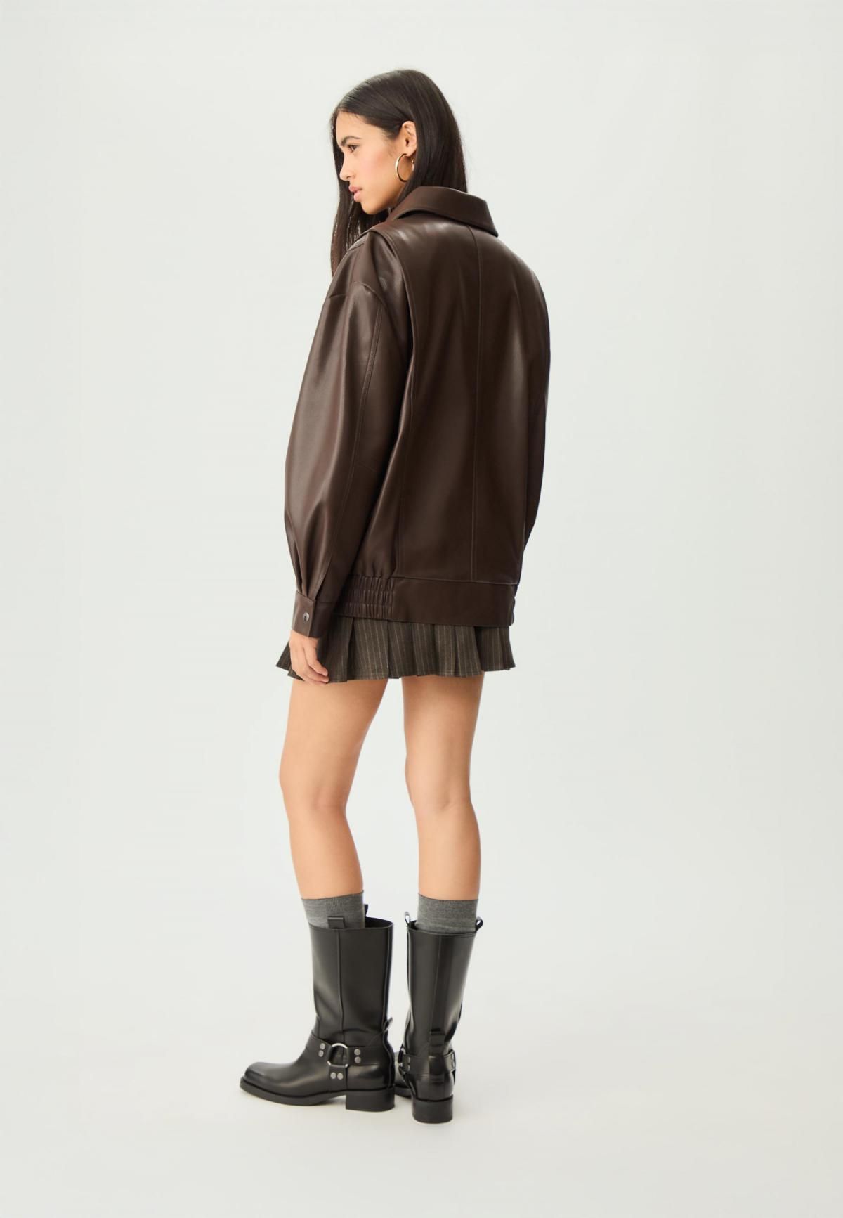 스트라디바리우스 오버핏 페이크 레더 테크니컬 점퍼 8466/730 BROWN - 상세 이미지 5