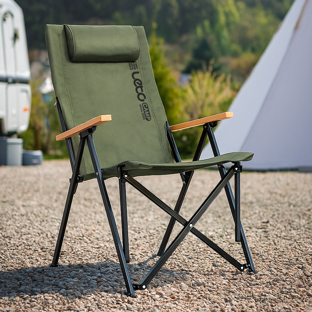 각도조절 릴렉스 접이식 롱 캠핑의자 체어 LCP-CA05, 카키, 1개