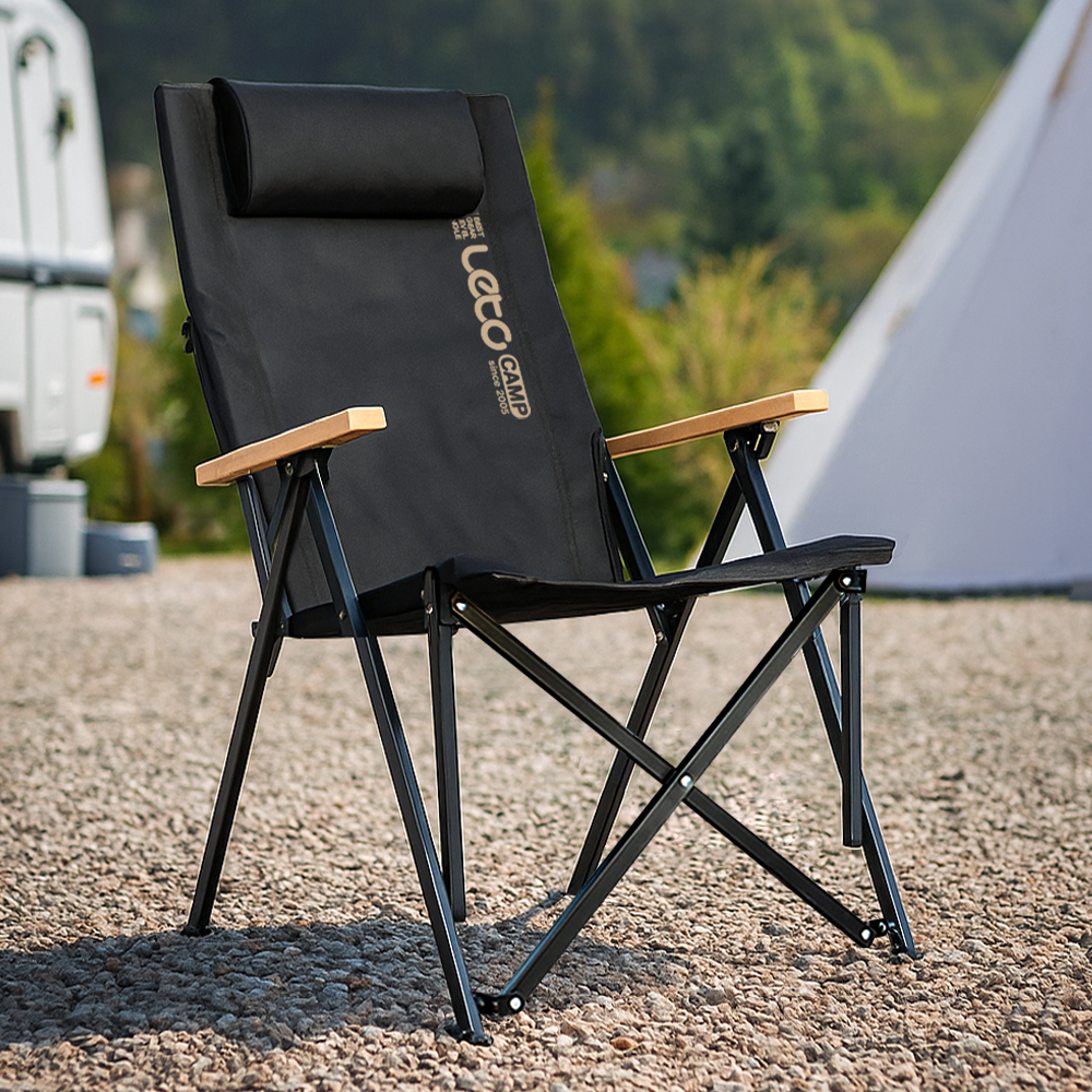 각도조절 릴렉스 접이식 롱 캠핑의자 체어 LCP-CA05, 블랙, 1개