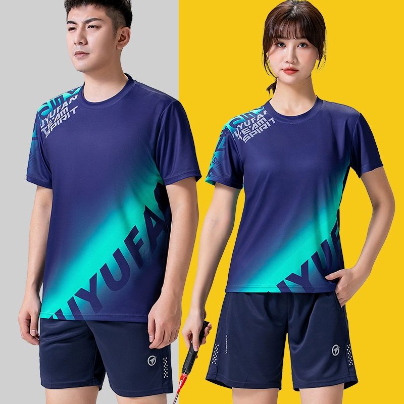 여성탁구복 상의 스포츠웨어 경기 반팔 탁구유니폼 탁구복 진파랑 A121 남자 상의 M - 상세 이미지 3