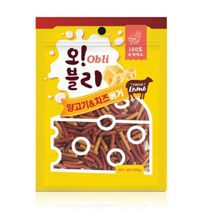 오블리 강아지 휴대용 훈련 버거 간식 양고기+치즈, 100g, 1개 - 메인 이미지