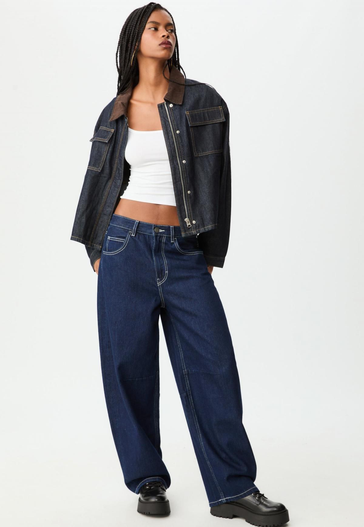 스트라디바리우스 테크니컬 와이드핏 배럴 데님 팬츠 8350/559 RINSE BLUE DENIM - 상세 이미지 5