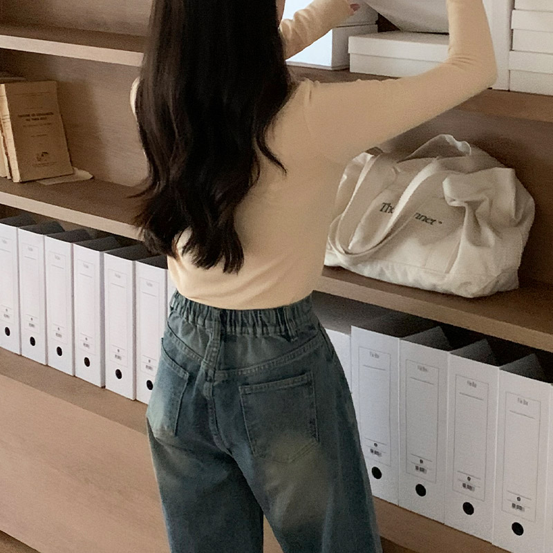 3기장 뒷밴딩 와이드 데님 팬츠 ps5380 이미지 6