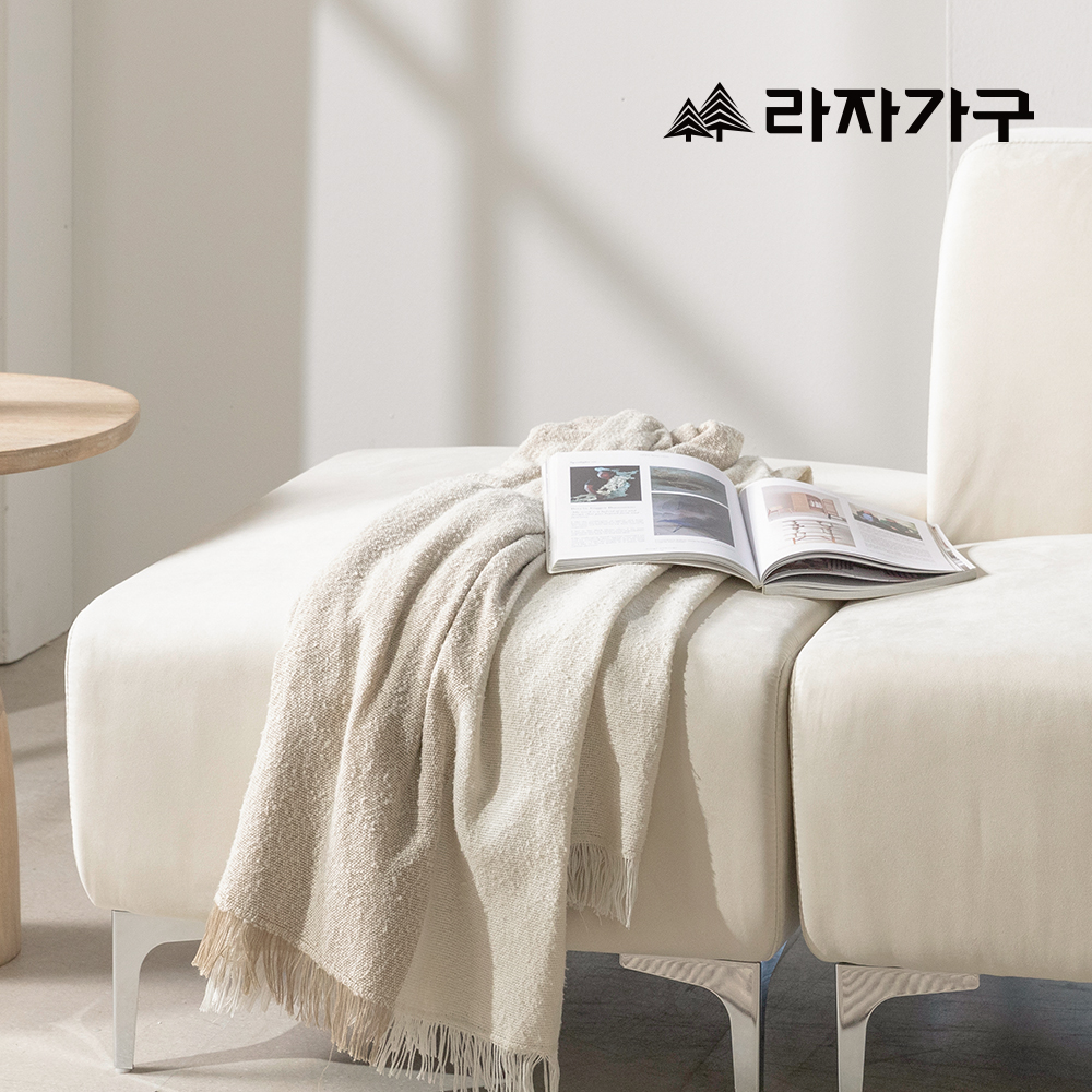 라자가구 멜로우 푹신한 패브릭 방수 거실 예쁜 카우치 2인 소파 스툴미포함, 좌형_베이지