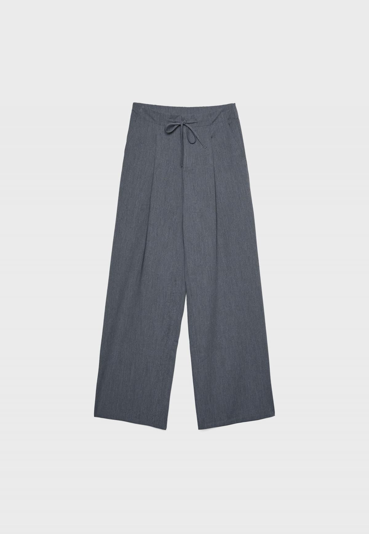 스트라디바리우스 드로스트링 플리츠 와이드 스마트 팬츠 4542/520 DARK GREY - 상세 이미지 3