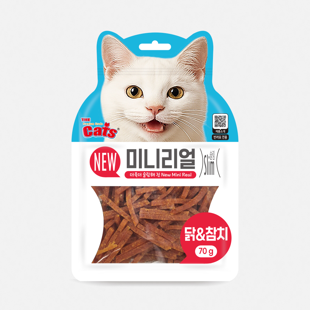더캣츠 미니리얼 고양이육포 고양이간식 닭고기 참치 70g - 상품 이미지