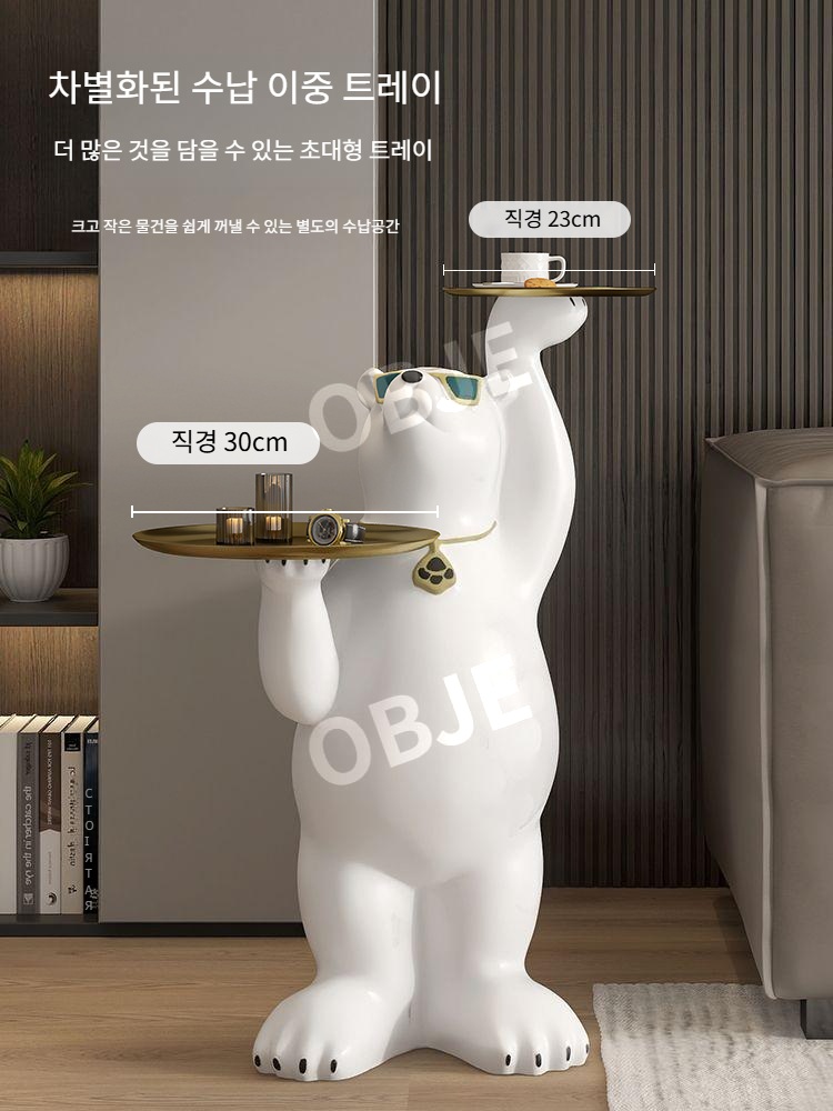 대형 곰 인형 트레이 테이블 인테리어 카페 사이드테이블 침대 사이드 책상 티테이블 - 상세 이미지 2
