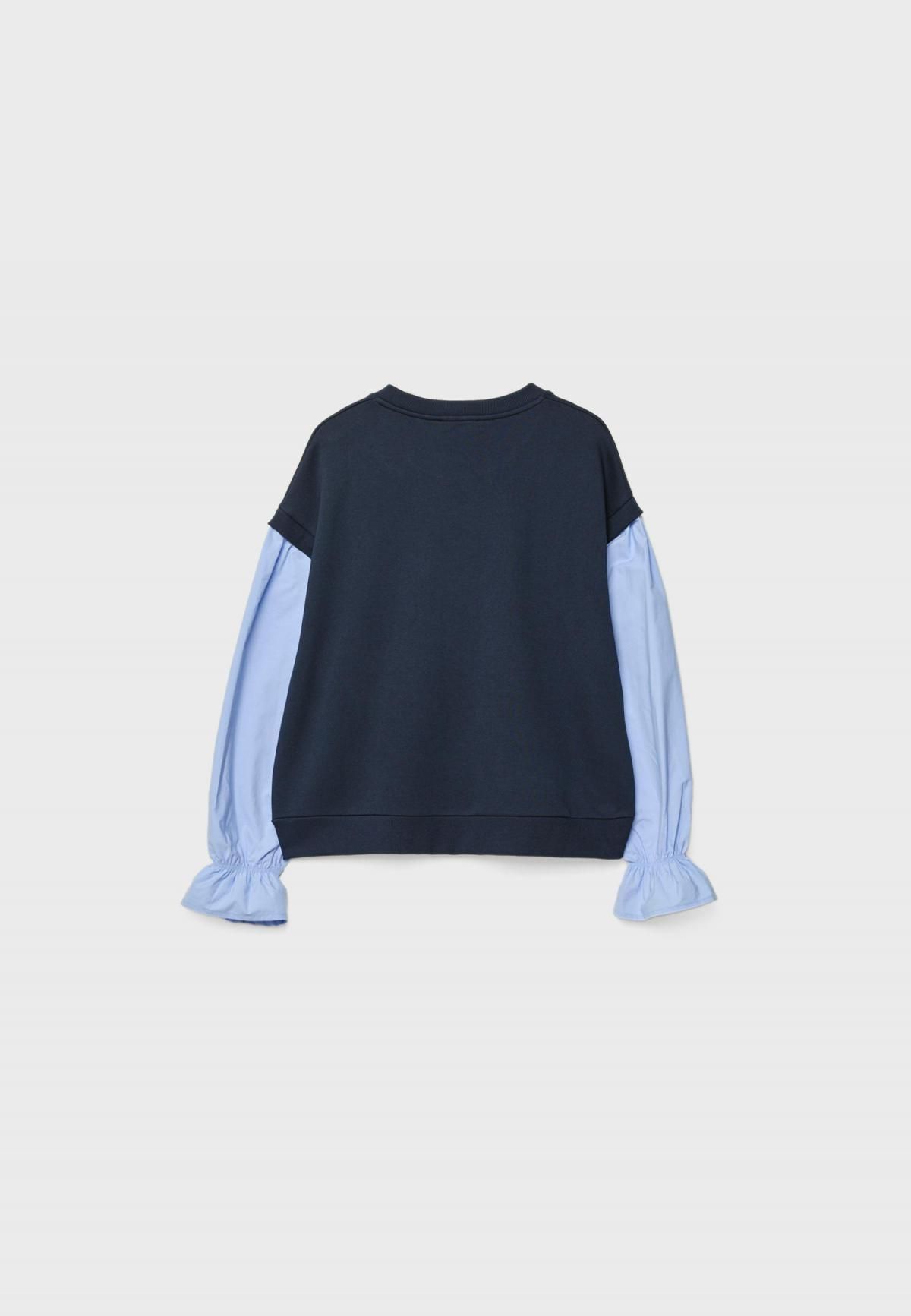 스트라디바리우스 배색 퍼프슬리브 라운드넥 스웨트셔츠 6704/441 NAVY BLUE - 상세 이미지 3