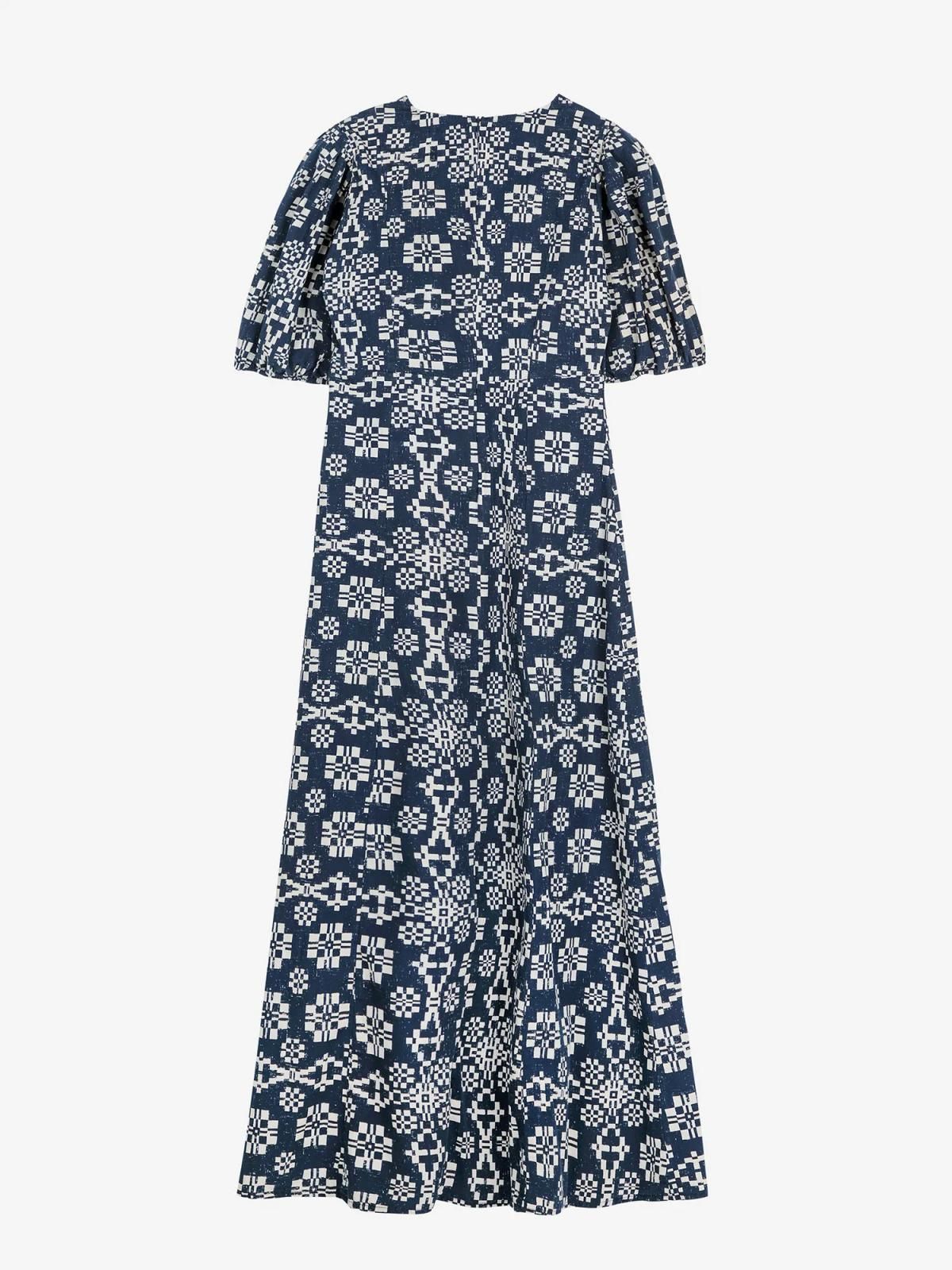 보보쇼즈 오가닉 네이비 브이넥 플레어 미디 원피스 B225AD049 ONE COLOR - 상세 이미지 3