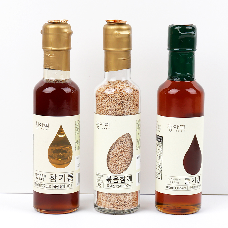 센스있는 상견례 결혼식 잔치 답례품 국내산 기름 선물세트 3호(참기름180ml+들기름180ml+볶음참깨90g) - 상세 이미지 4