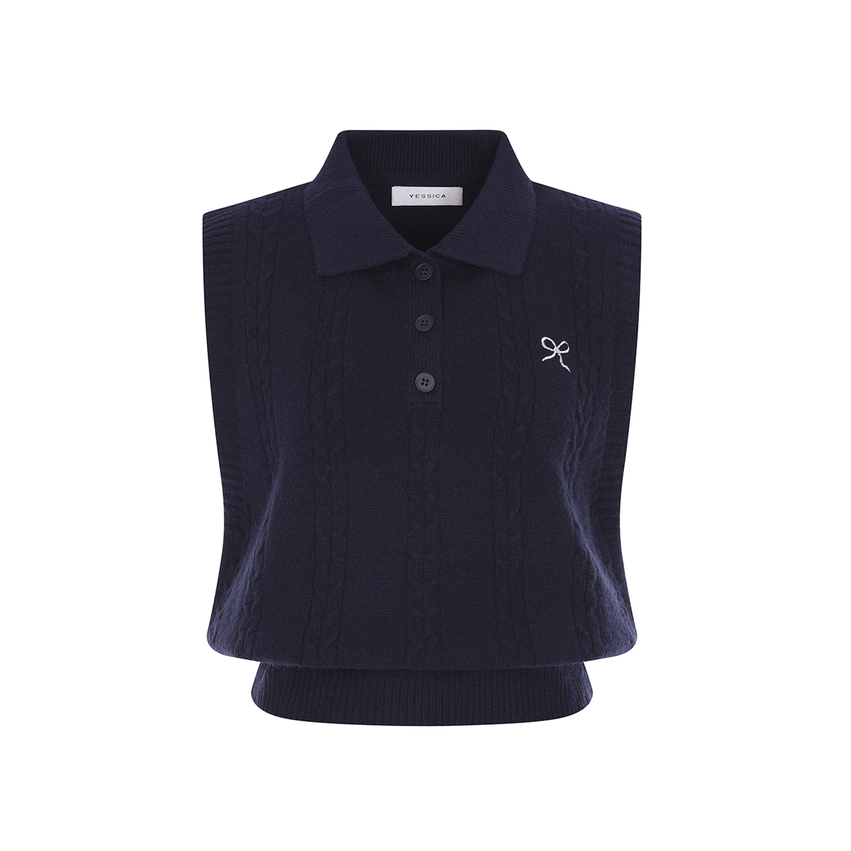 예시카 소프트 카라 자수 니트 베스트 YJ8KV512