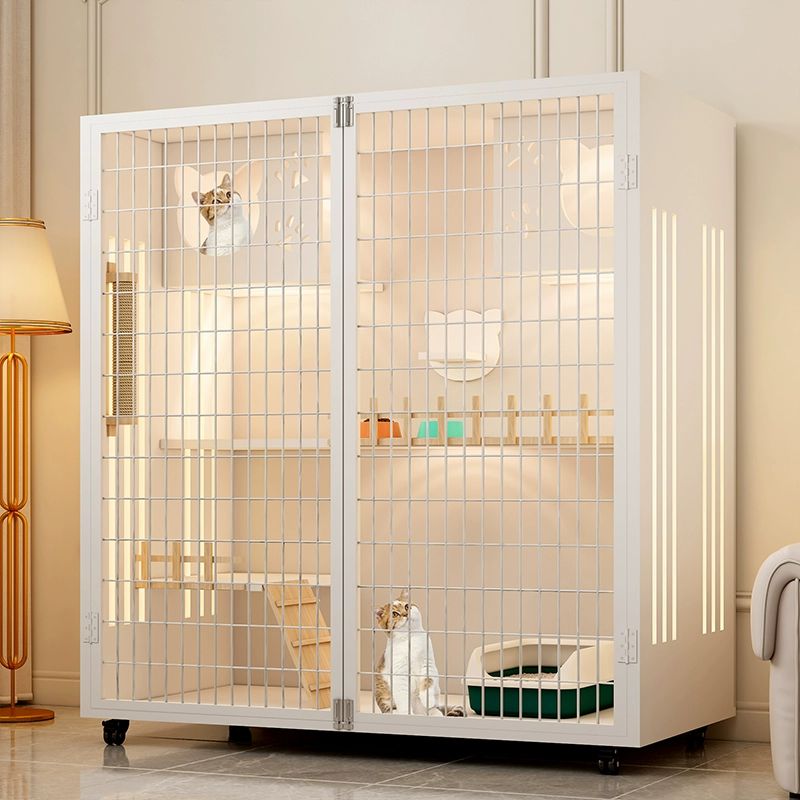 고양이 캣타워 빌라 호텔장 인테리어 반려묘 하우스 우아한 화이트 60x60x120 그물문 자체 설치-배송 - 상품 이미지