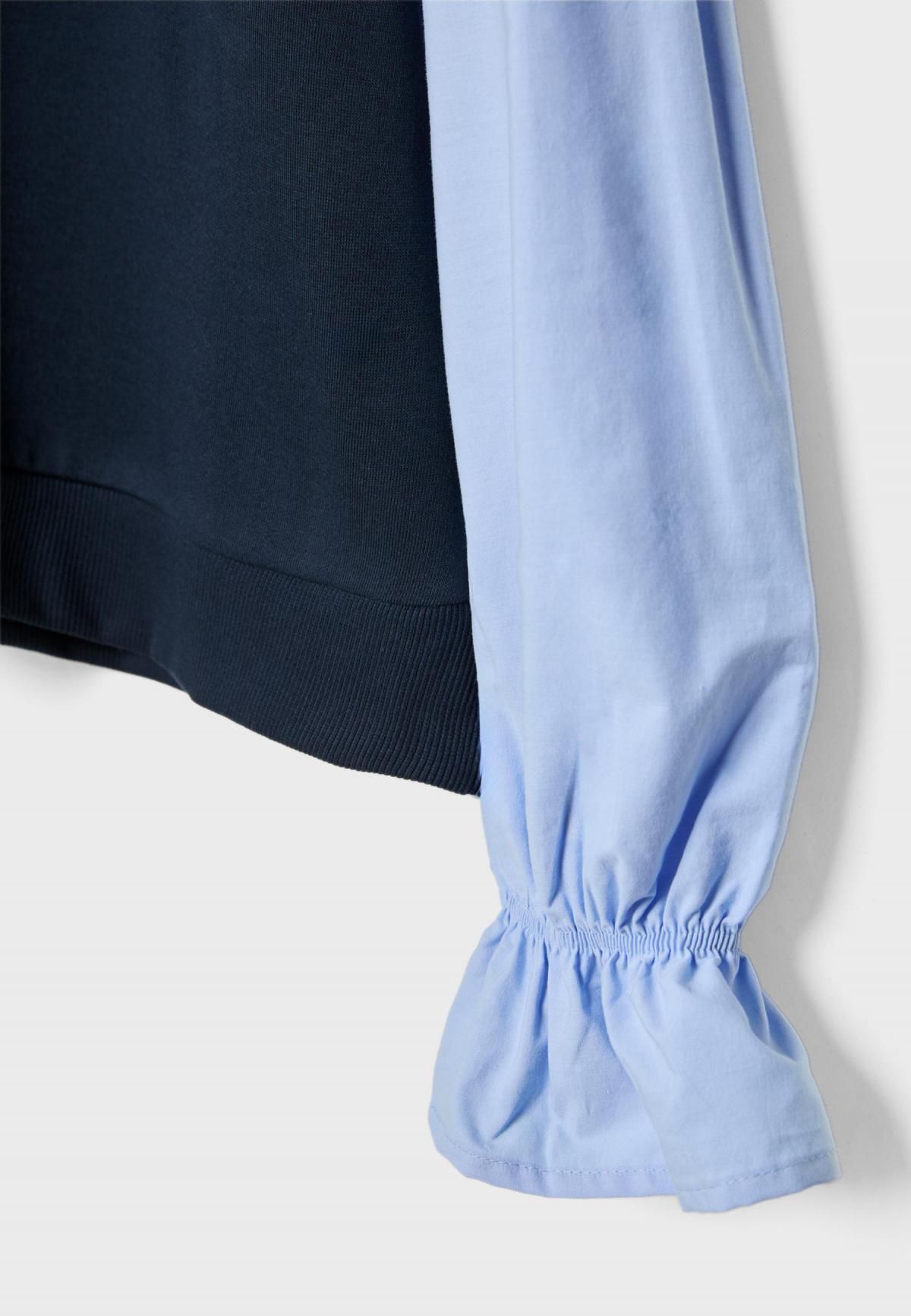 스트라디바리우스 배색 퍼프슬리브 라운드넥 스웨트셔츠 6704/441 NAVY BLUE - 상세 이미지 2
