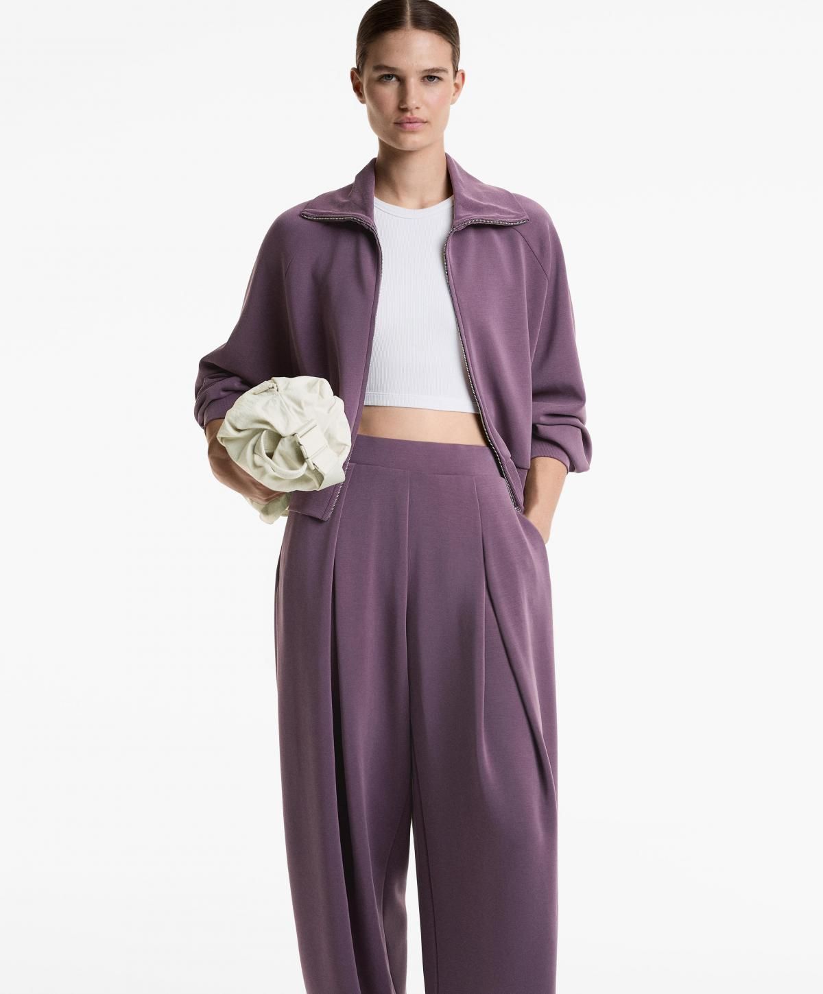 오이쇼 소프트터치 테크니컬 하이넥 집업 재킷 4850/791 LILAC - 상세 이미지 5