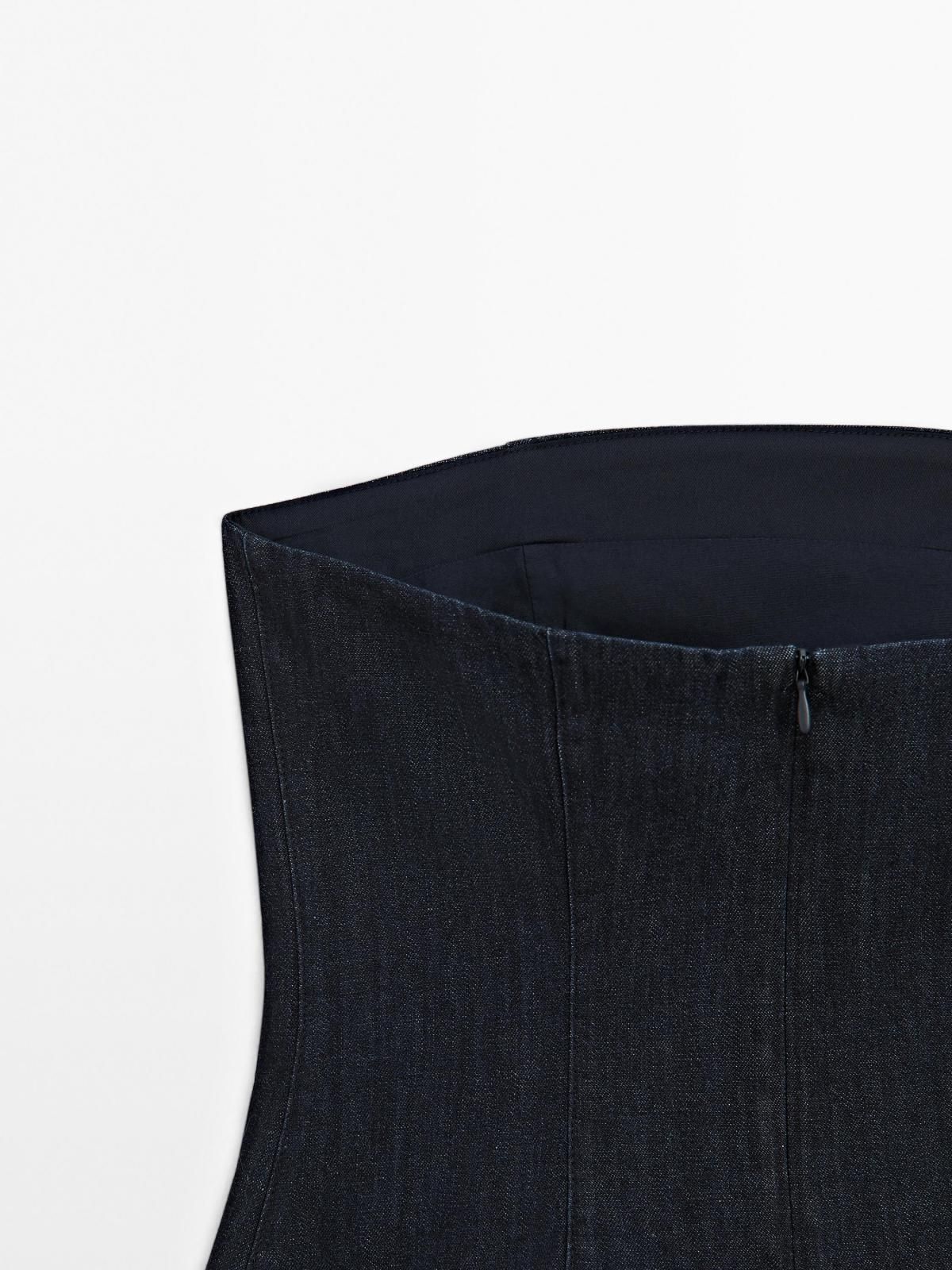 마시모두띠 데님 스트랩리스 코튼 탑 5192/792 DARK BLUE - 상세 이미지 4