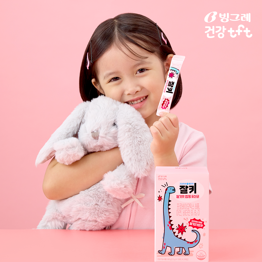 빙그레 잘키 딸기요거트맛 팝핑 유산균 프로바이오틱스 키즈유산균 30포, 1개 - 상세 이미지 3