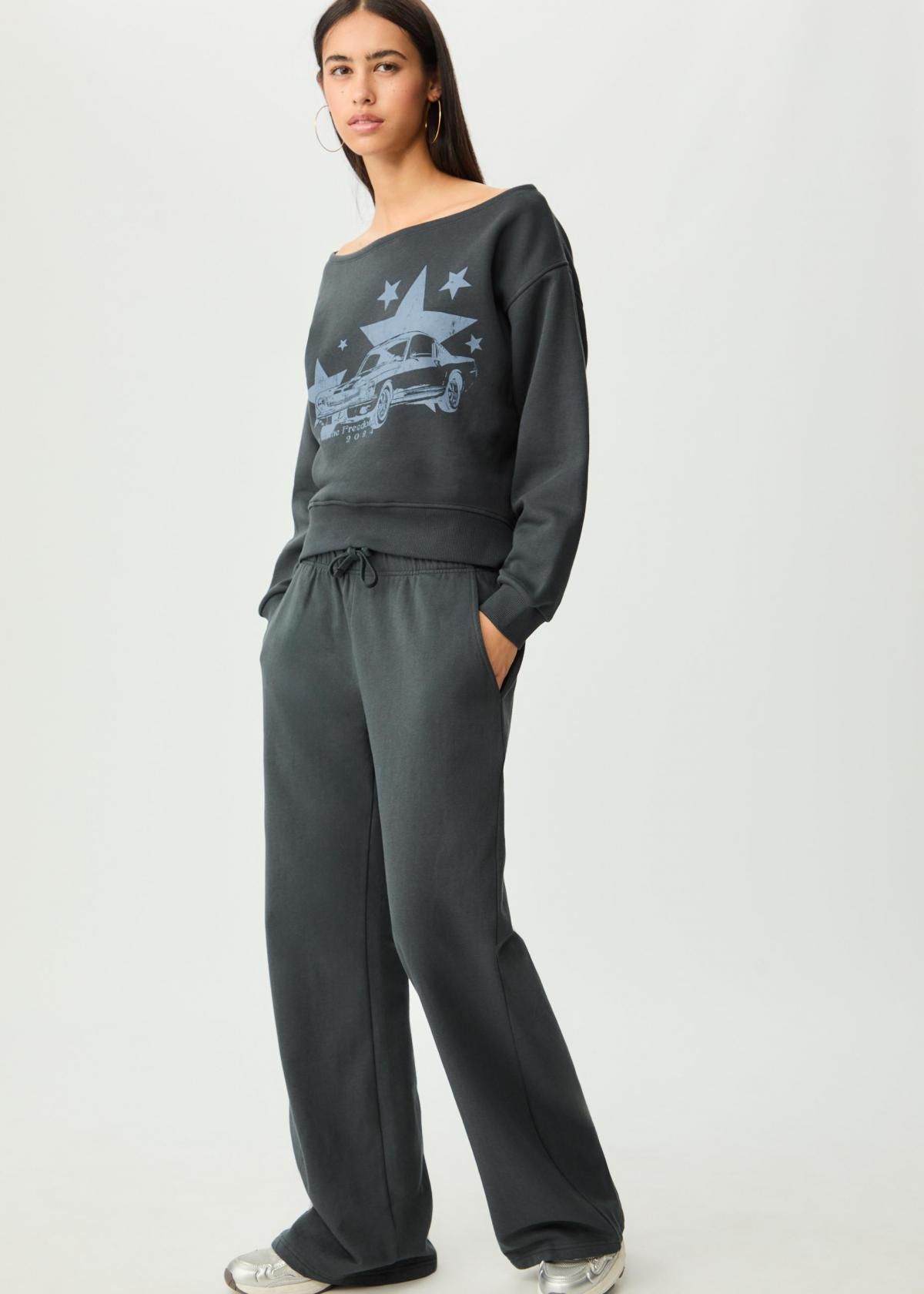 스트라디바리우스 컴포트 와이드핏 플레어 드로스트링 팬츠 8270/421 DARK GREY - 상세 이미지 2