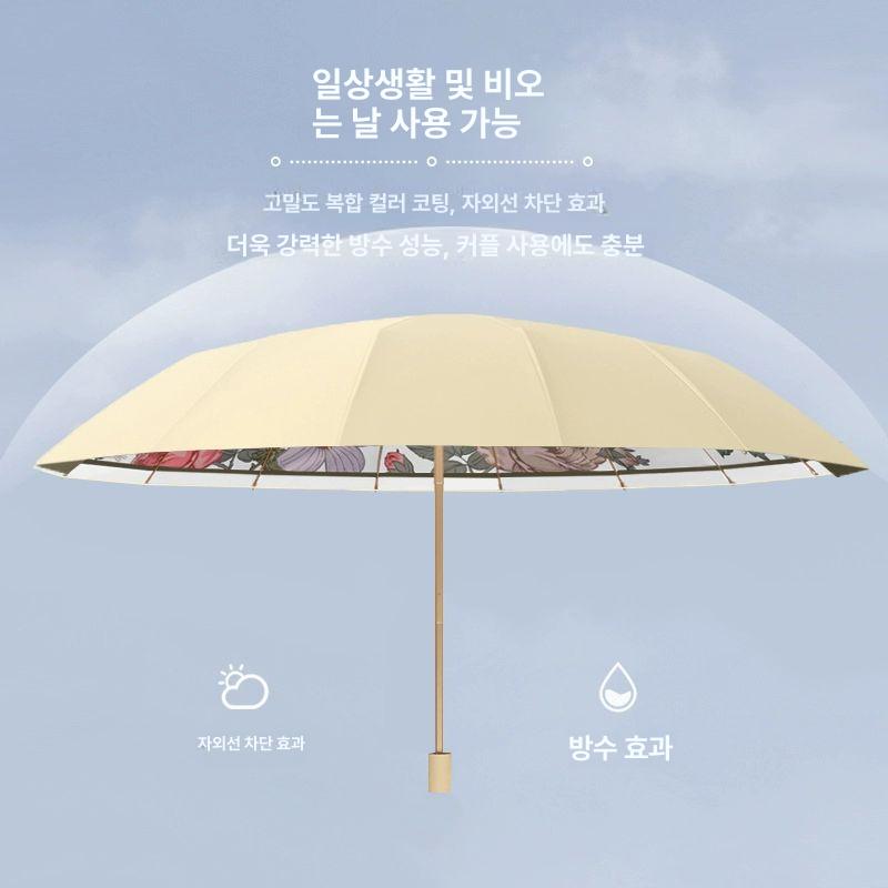 플라워 양산 초경량 우산 자외선 가벼운 경량 16가지 접착제 디지털 화건화 확대 101cm 풀웨어 플러스 원사 - 상세 이미지 5