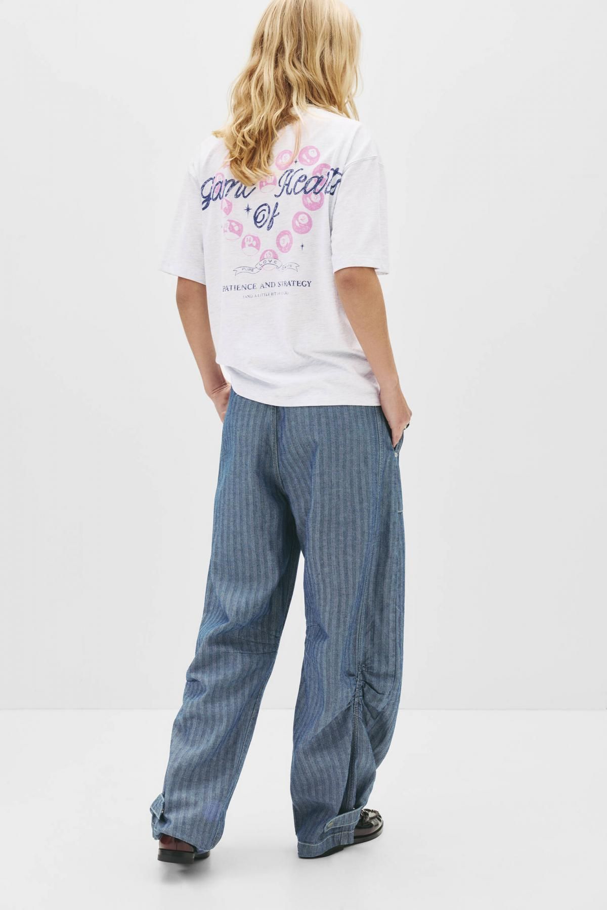 풀앤베어 오버핏 하트 그래픽 코튼 블렌드 반팔 티셔츠 7152/372 GREY MARL - 상세 이미지 4
