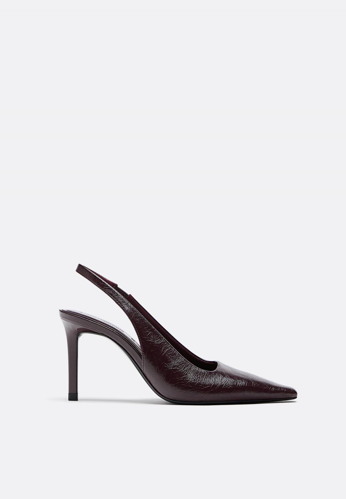 스트라디바리우스 버건디 링클 슬링백 하이힐 펌프스 9657/670 BURGUNDY - 메인 이미지