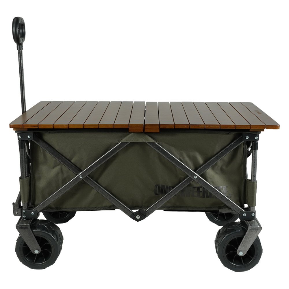 원스위크라이프 캠핑 웨건 카트 수레 접이식 폴딩 원목 우드 상판 테이블