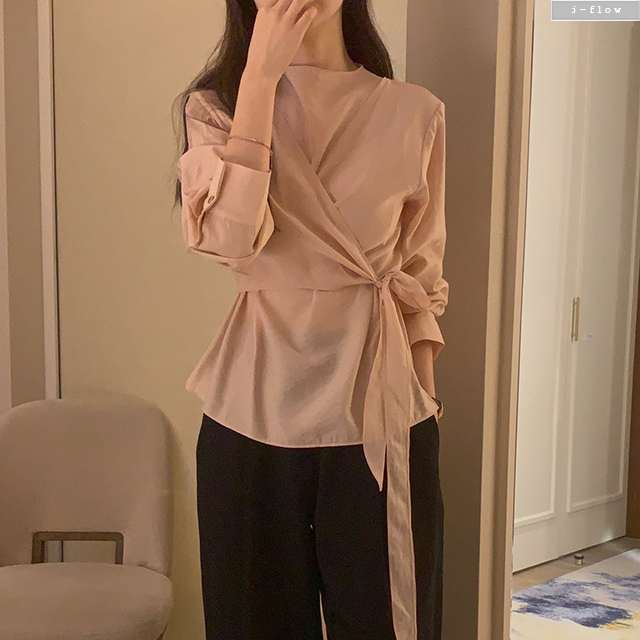 테이트 반목 루즈핏 랩 블라우스 3col 가을 레이어드 긴팔 매듭 모임룩 제이플로우 이미지 7