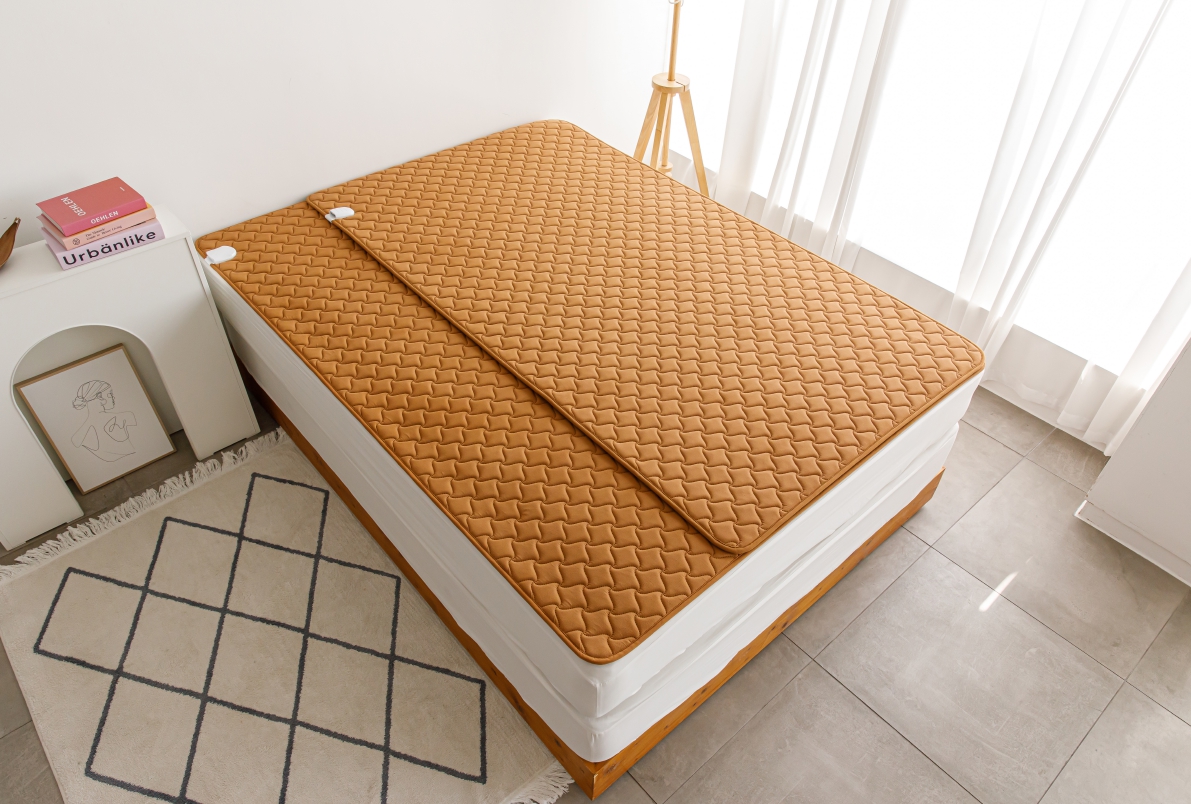 EMF안심탄소매트 무전자열선 극세사 전기매트 전기요 더블(분리난방), 150x195cm, 카멜브라운