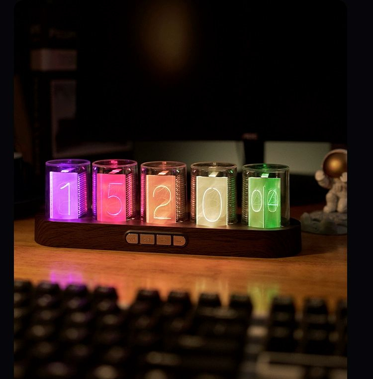 솔비에 진공관시계 탁상 닉시 LED 빈티지 디지털 RGB 우드그레인 - 상품 이미지