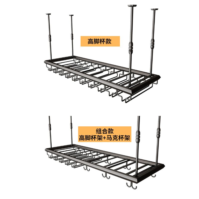 와인잔 걸이 거치대 칵테일 트레이 장식장 레스토랑 육각관 길이 60 너비 30cm 블랙 - 상세 이미지 4