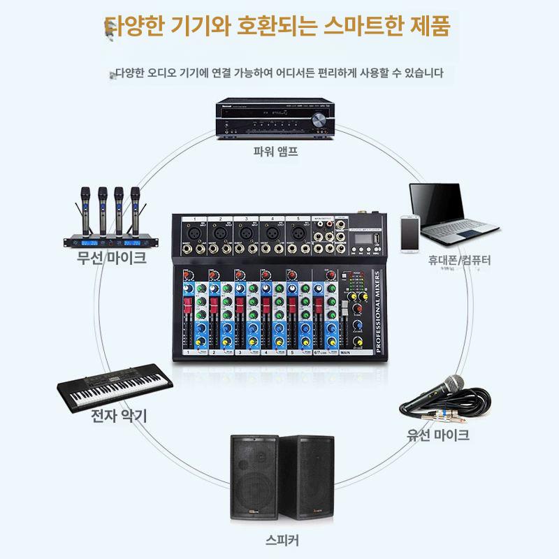 녹음 에코 챔버 채널 케이블 무대 효과기 없음 이펙터 4채널 USB 믹서 전문케이블포함 - 상세 이미지 5