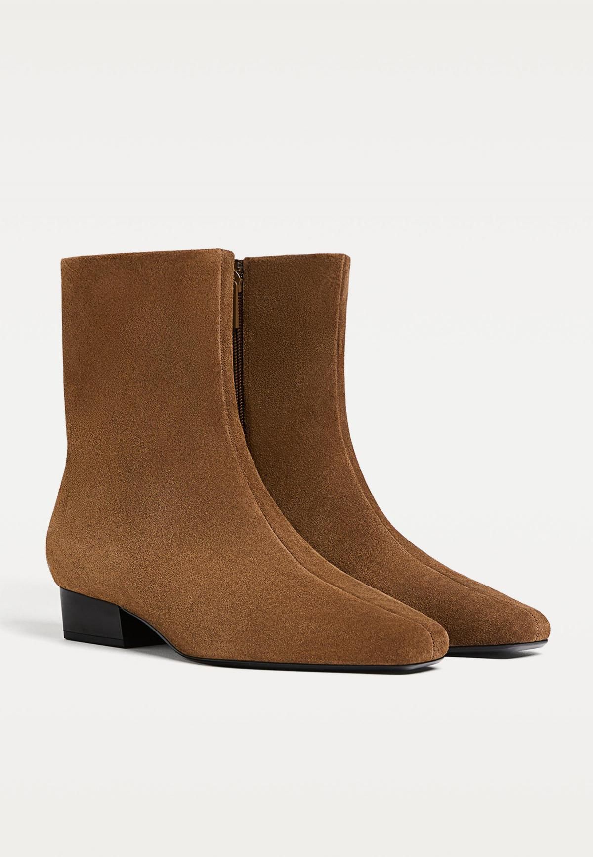 스트라디바리우스 미니멀 스웨이드 앵클 부츠 9950/670 BROWN - 상세 이미지 2