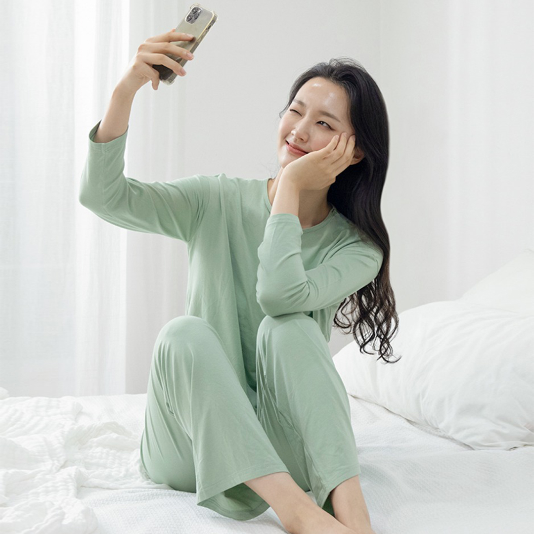 싸이클린 파자마세트 잠옷 홈웨어 여성 오가닉 편한옷 순면잠옷 선물 긴바지 실내복 이미지 2