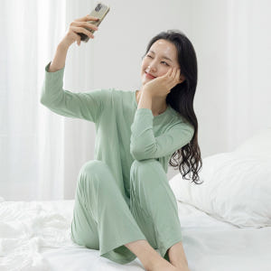 싸이클린 파자마세트 잠옷 홈웨어 여성 오가닉 편한옷 순면잠옷 선물 긴바지... 착용 후기 | 사이즈/핏 총정리 - 상품 이미지 2