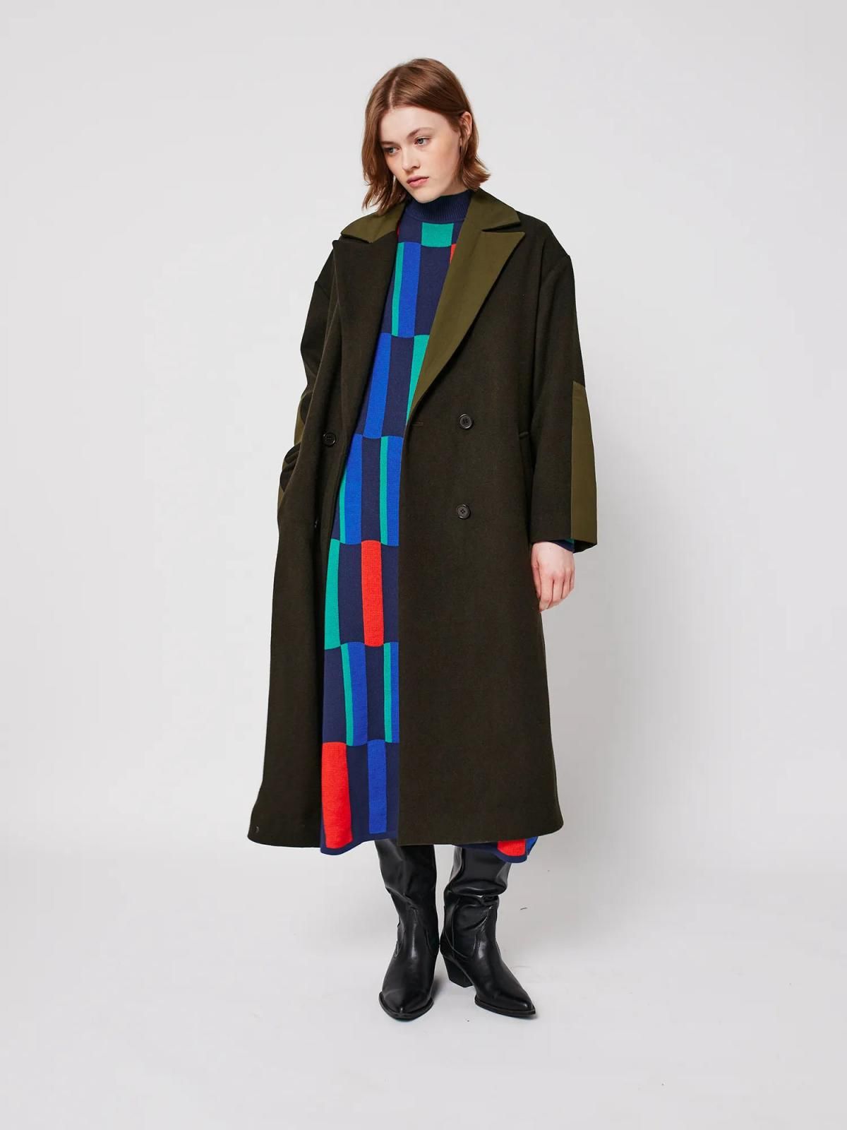 보보쇼즈 테크니컬 배색 울블렌드 롱코트 B225AD080 ONE COLOR - 상세 이미지 3