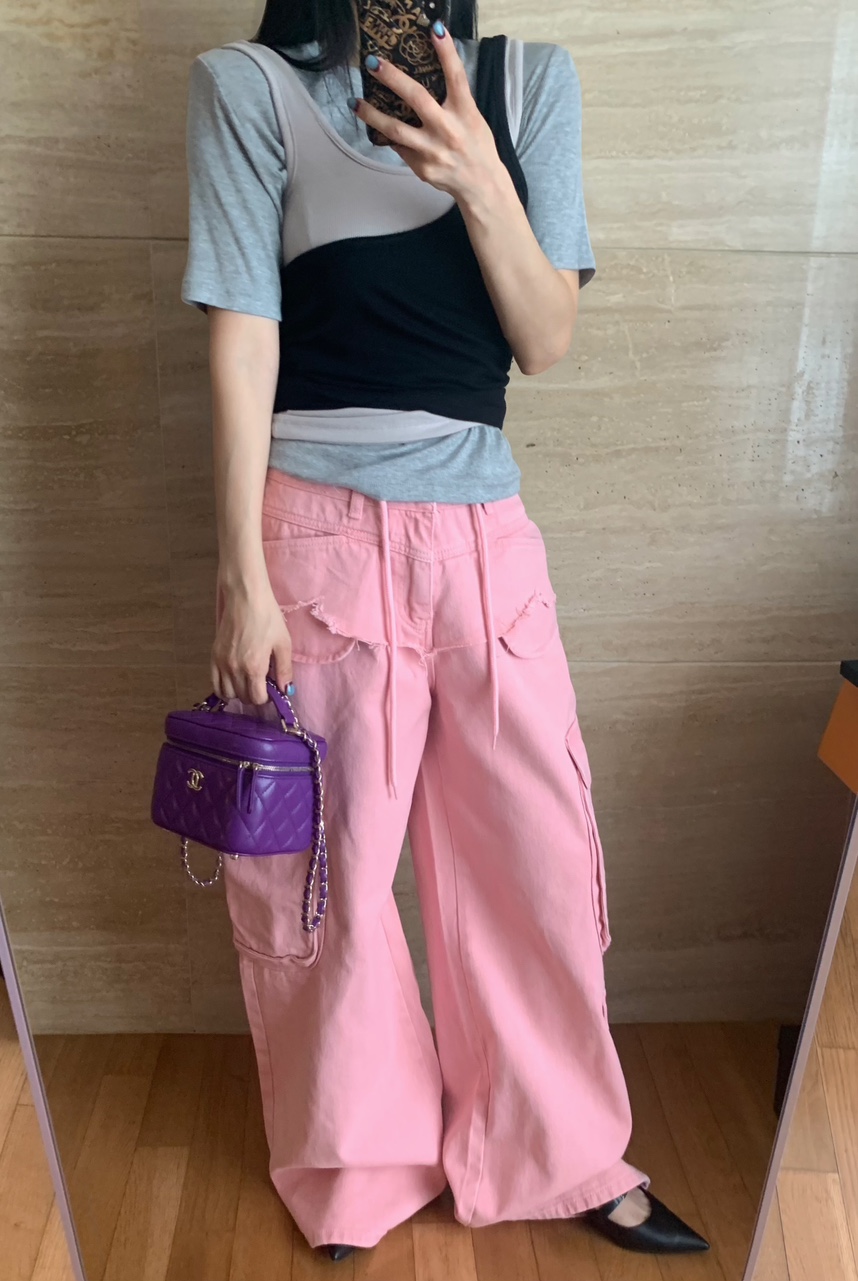 바이플로우 컬러 코튼 카고 데님 여성 와이드 팬츠 - 상세 이미지 2