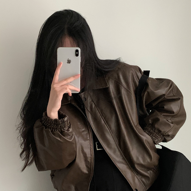 [호댕몰/자체제작] 따뜻한 양털 안감 데일리 여성 레더 가죽자켓 - 상세 이미지 5