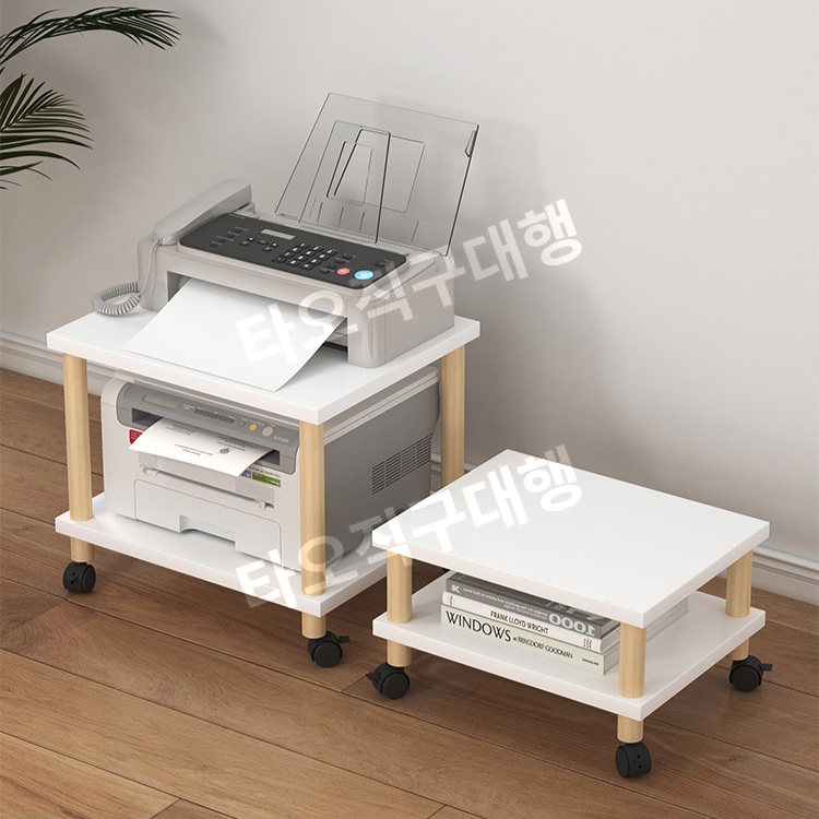 프린터받침대 바퀴 프린터기 프린트 거치대 수납 2단 받침 복합기 다용도 사무실 - 상품 이미지