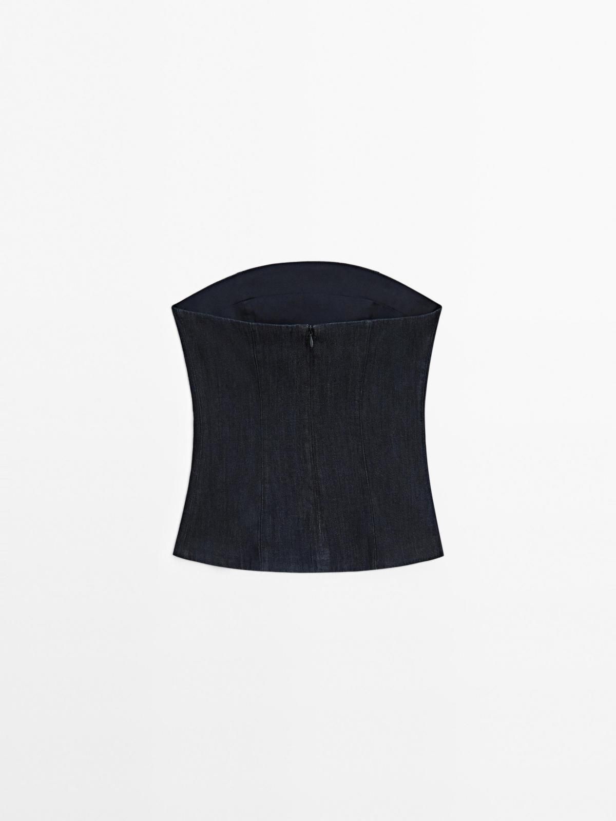 마시모두띠 데님 스트랩리스 코튼 탑 5192/792 DARK BLUE - 상세 이미지 2