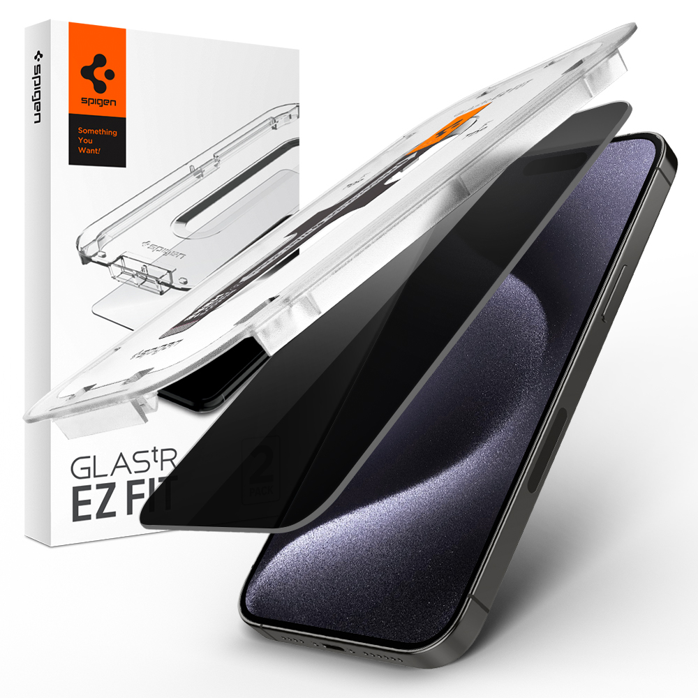 슈피겐 아이폰15 프로 프라이버시 강화유리 액정 보호 필름 글라스tR이지핏