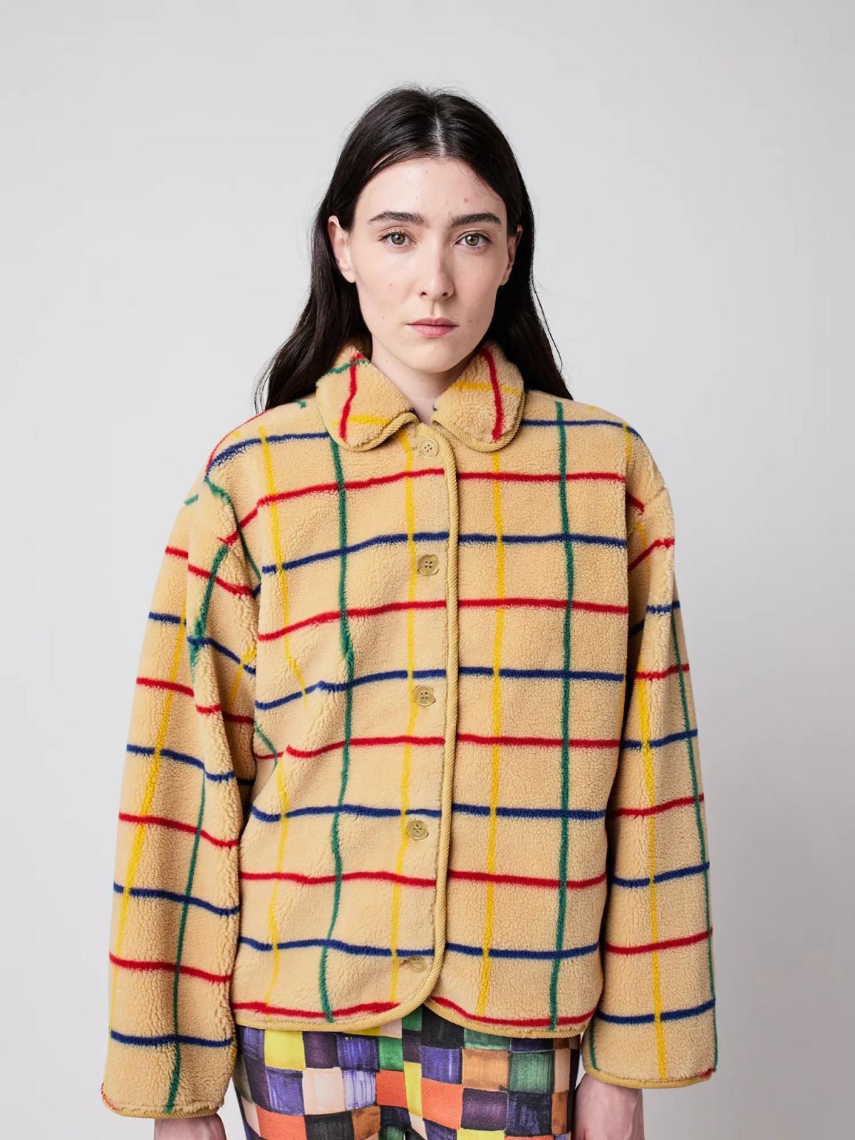 보보쇼즈 멀티컬러 체크 시어링 자켓 B225AD072 ONE COLOR - 상세 이미지 2
