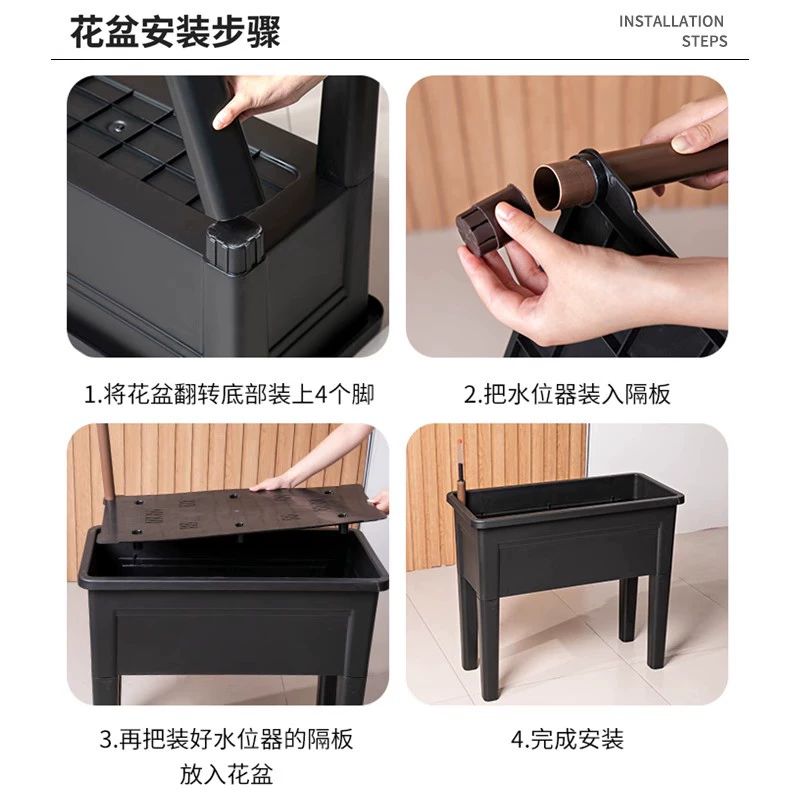 상자 사각 대형 테라스 텃밭 화단 화분 플랜트박스 구름화이트발코니식물화분다리없음 플라스틱 특대 - 상세 이미지 4