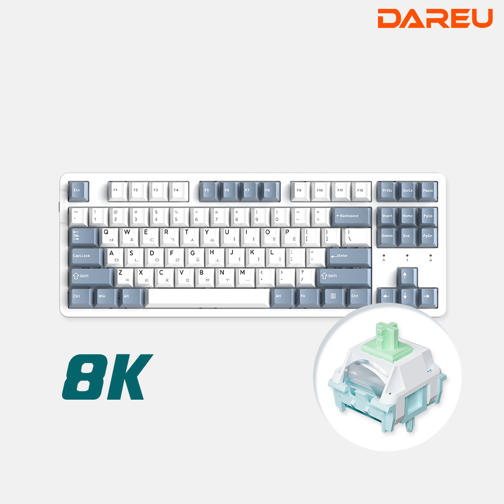 다얼유 EK87PRO 8K 유선 기계식 키보드 텐키리스 화이트, 클라우드축