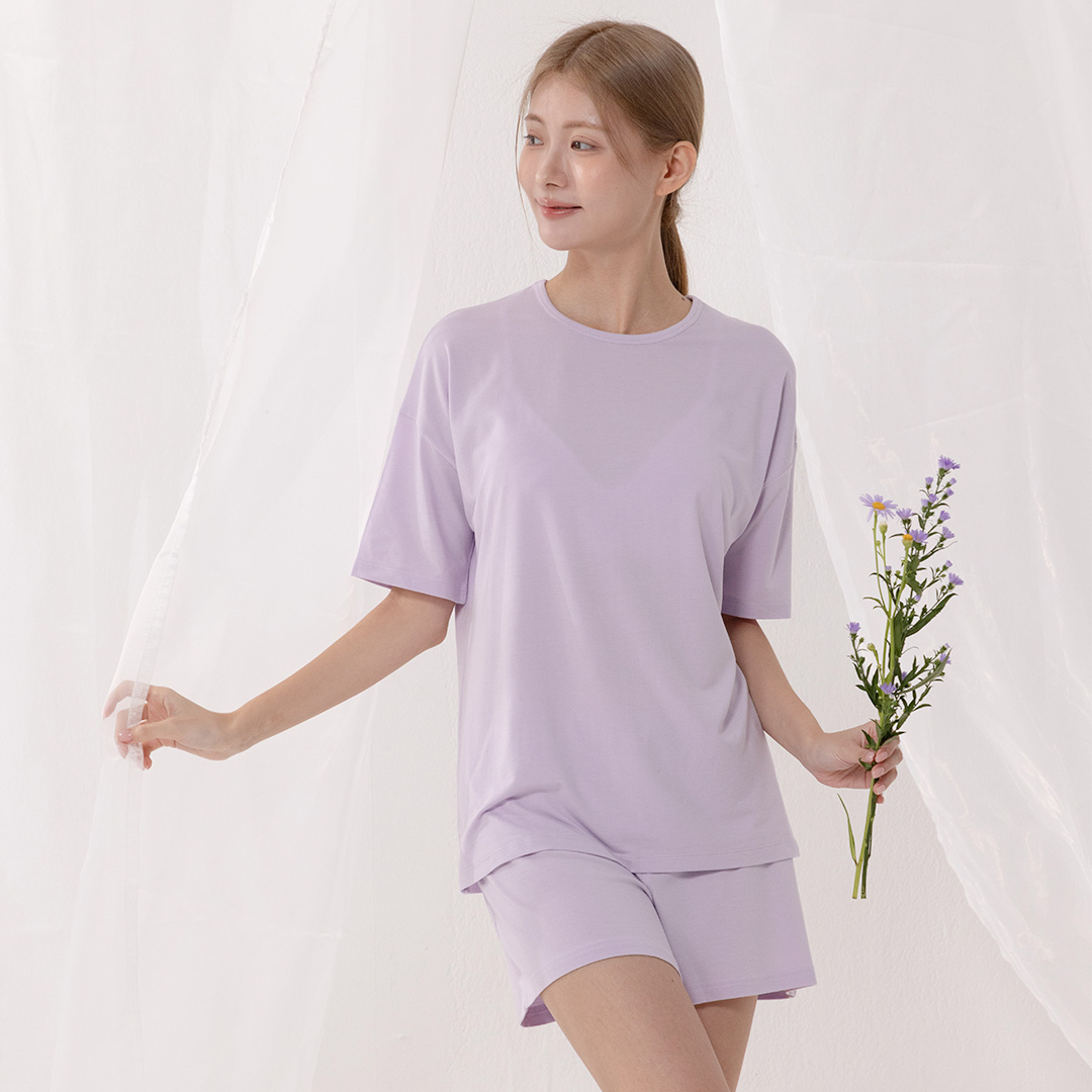 [SET]싸이클린 여성잠옷 파자마세트 홈웨어 오가닉 트렁크반바지 55 66 77 실내복세트 이미지 4